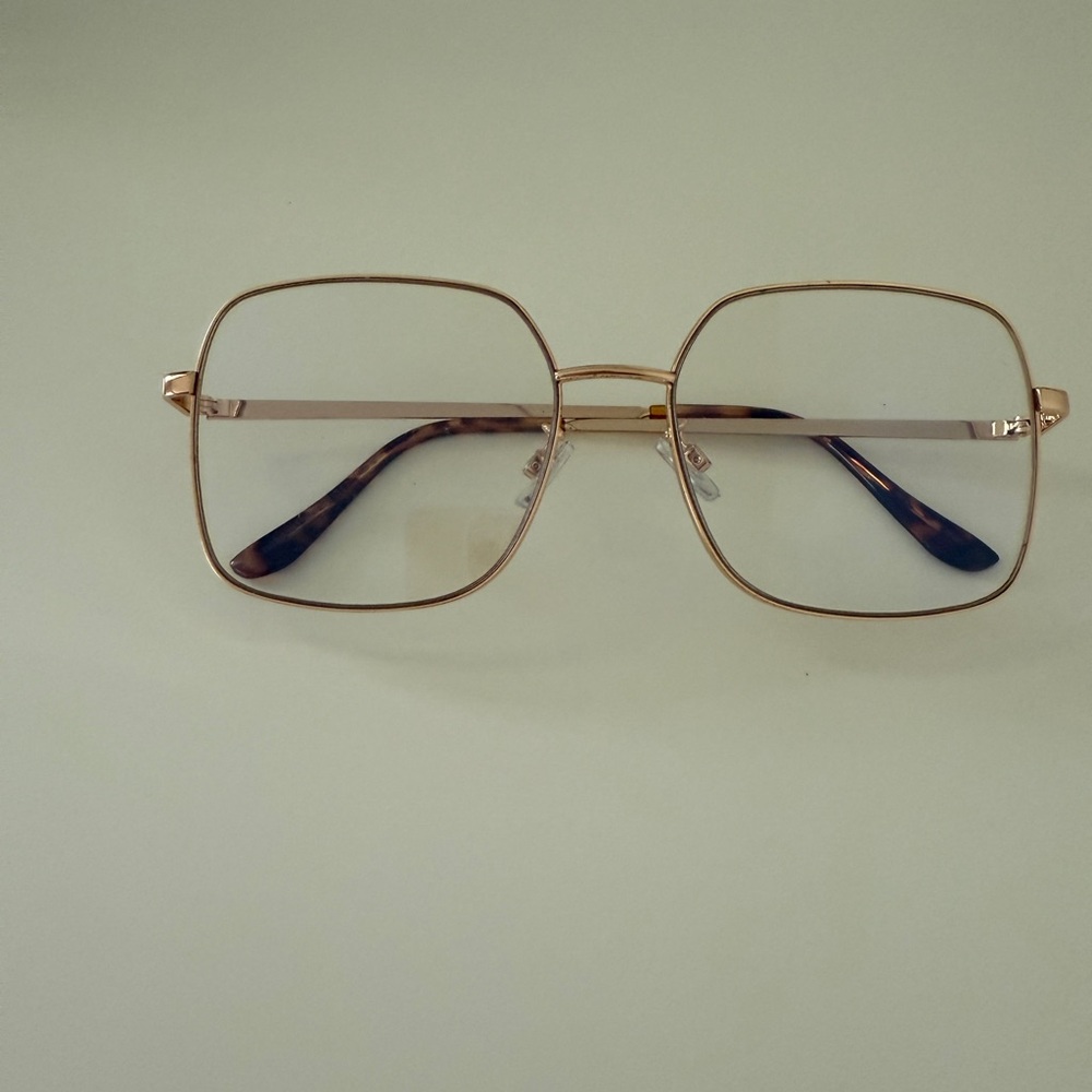 Blue Light Blocking Gold Square Frame Glasses